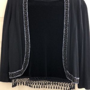 Jessica Howard black cardigan with bead trim Size XL